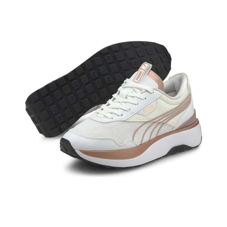 PUMA Cruise Rider Trainer Metal Lightweight And Breathable Low-Top Running Shoes Women's White Umber-2