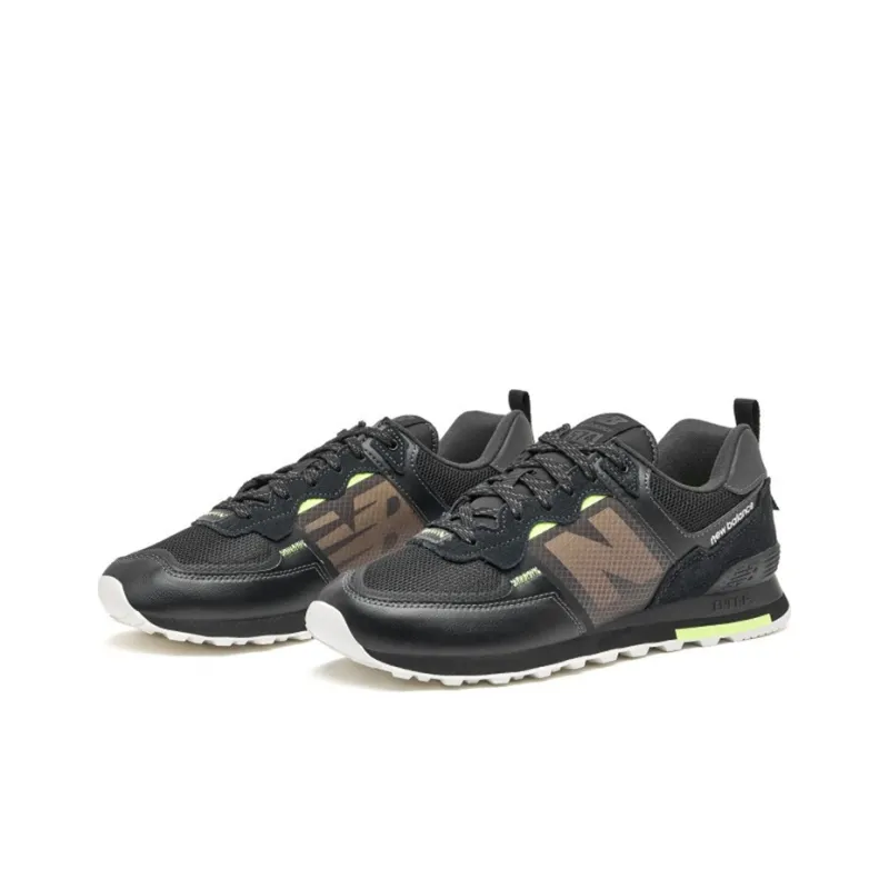 New Balance 574 Black Bleached Lime Glow-2