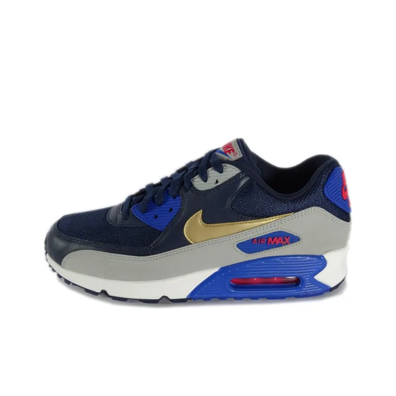 Nike Air Max 90 Cushioning Anti-Slip And Wear-Resistant Low-Top Air Cushion Running Shoes Men's Dark Blue-0