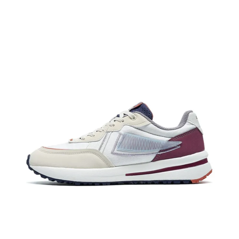 XTEP Cushioned Slip Resistant Breathable Low Top Running Shoes Women's Beige Red-0