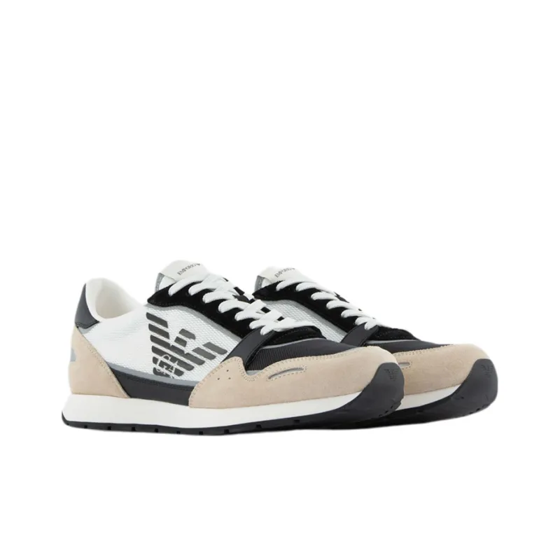 EMPORIO ARMANI Anti Slip Wear Resistant Low Top Casual Shoes Men's Beige Black White-3