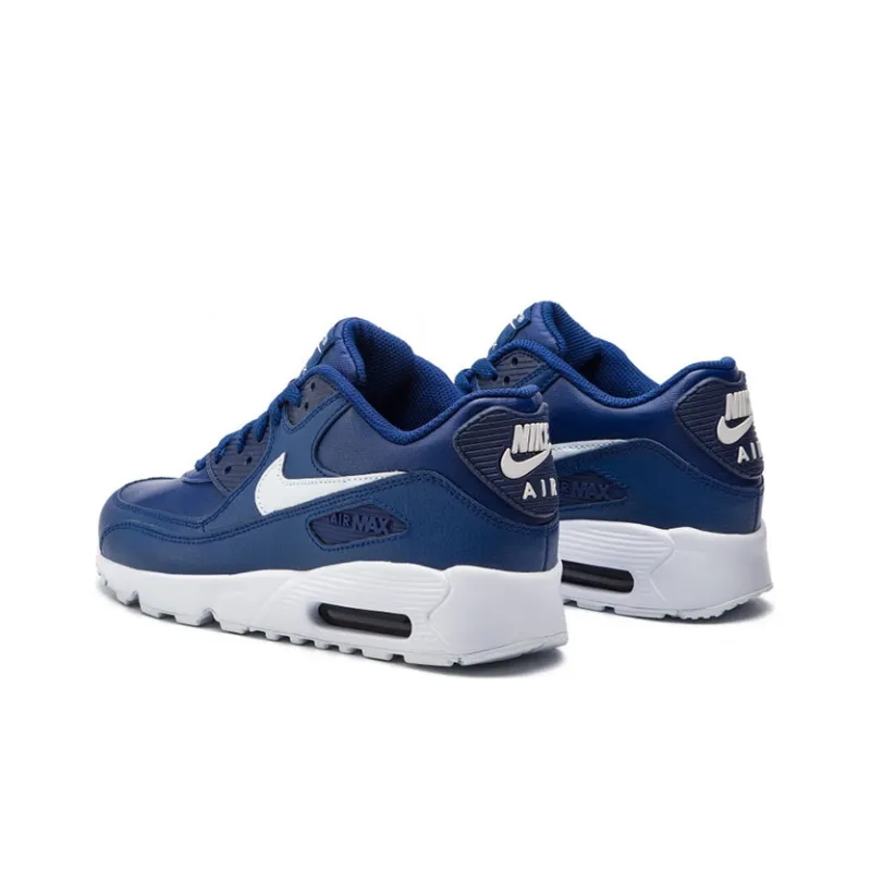 Nike Air Max 90 Wear-Resistant Slip-Resistant Cushioning Low-Top Running Shoes GS Blue White-2