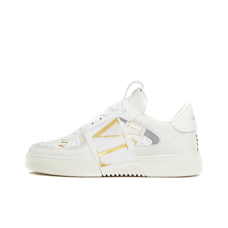 Valentino VL7N Low Top Stylish Skateboarding Shoes Women's White Gold-0