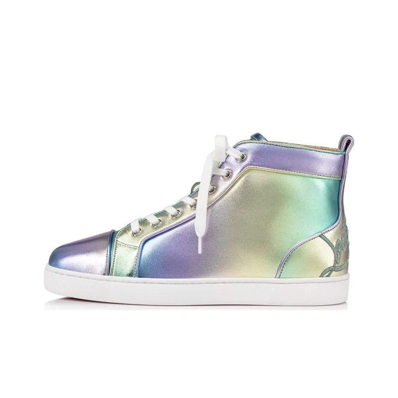 Christian Louboutin Skateboard Shoes Men High Top Fluorescent Purple-0