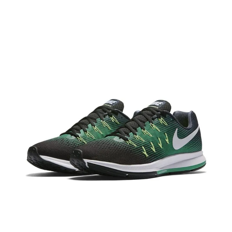 Nike Pegasus 33 Running Shoes Men Low-Top Black/Green-2