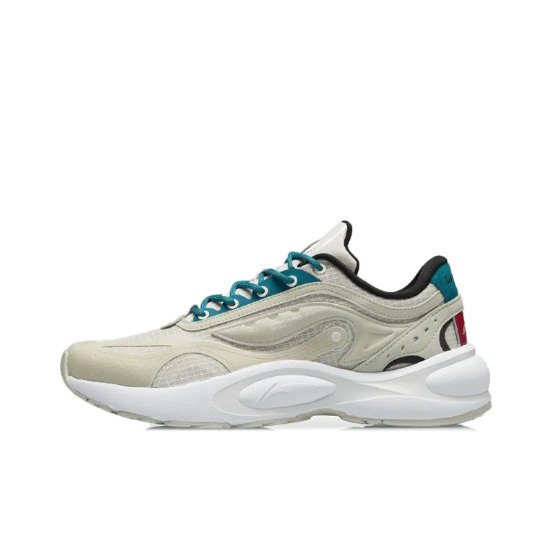 LiNing V8 Cushioning Wear-Resistant Low-Top Running Shoes Men's Gray White-0