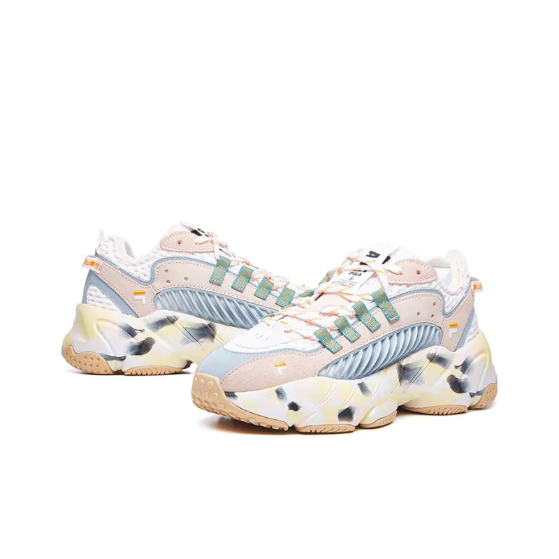FILA FUSION ADE Anti Slip And Wear Resistant Breathable Low Top Running Shoes Women's Pink White-4