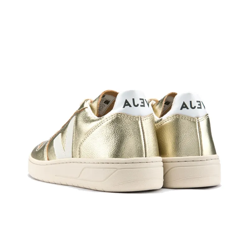 VEJA V-10 Stylish Skateboarding Shoes Unisex White Gold-4