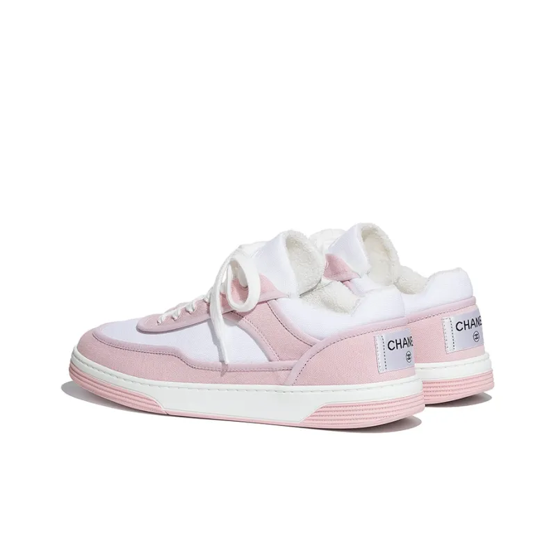 CHANEL Low Top Stylish Skateboarding Shoes Women's Pink White-4