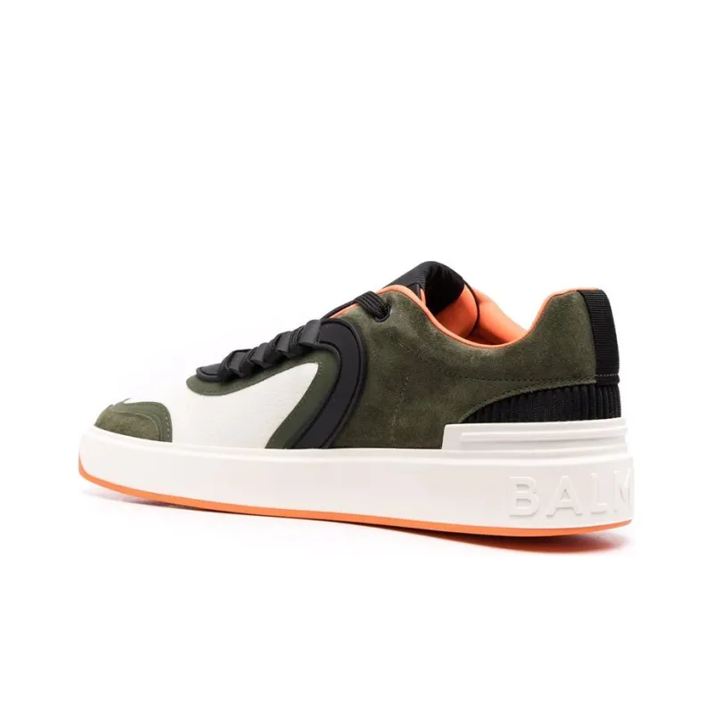 BALMAIN Skateboard Shoes Men Low-Top White Green-2