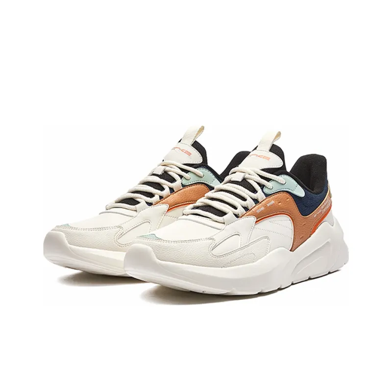 Erke Bashan Cushioning Lightweight Wear Resistant Coverage Slip Resistant Low Top Casual Shoes Men's White Orange-1