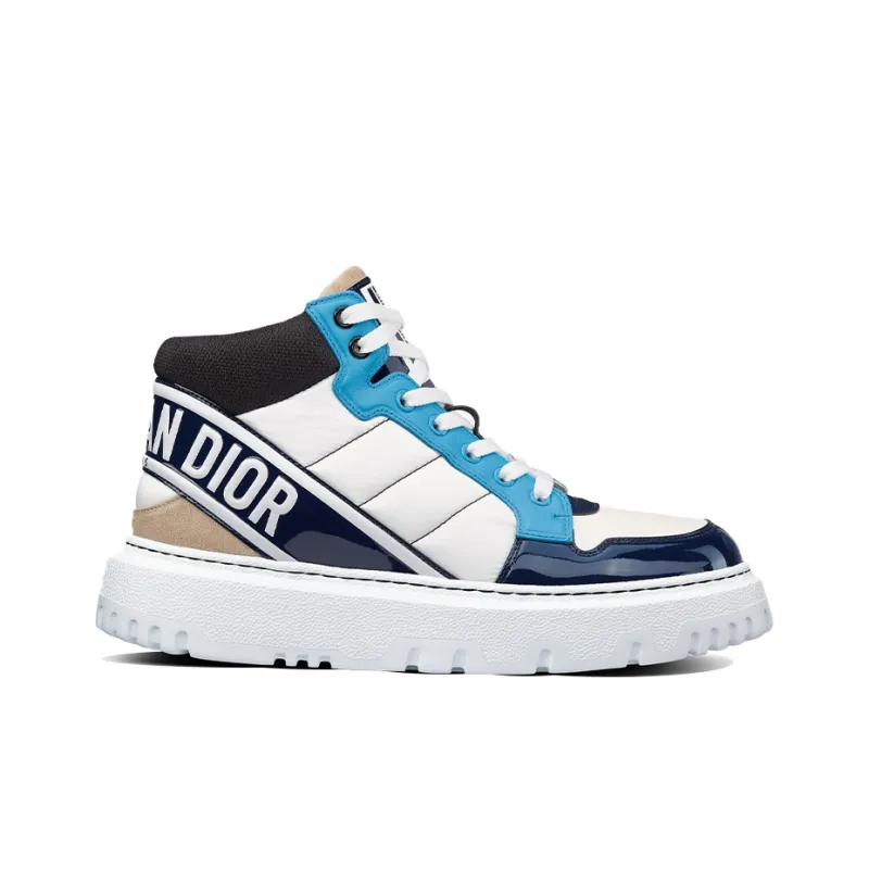 DIOR D Player Skateboard Shoes Women's High Top Blue/White-1