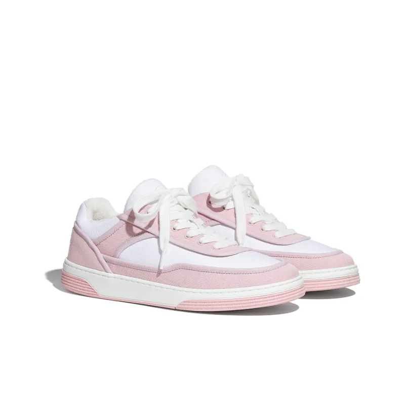 CHANEL Low Top Stylish Skateboarding Shoes Women's Pink White-2