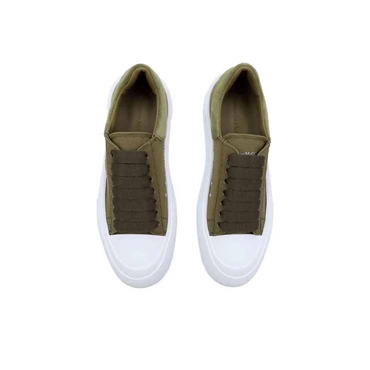 Alexander McQueen Deck Skate Plimsoll Lace Up 'Khaki Green'-2