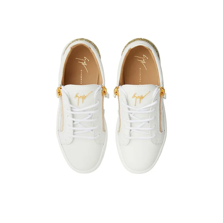 Giuseppe Zanotti/GZ Gail Low-Top Stylish Skateboarding Shoes Women's White Gold-4