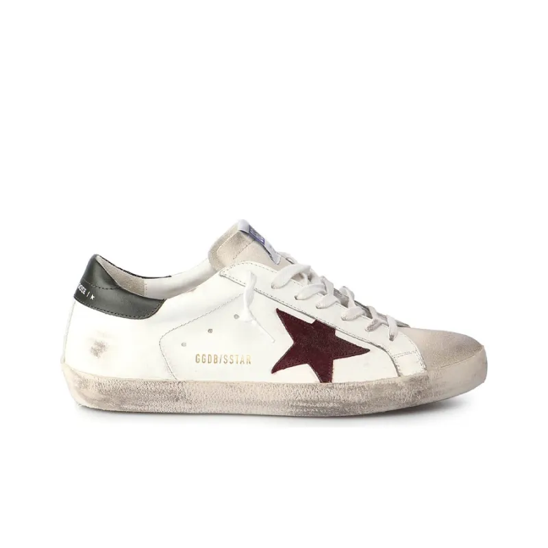 Golden Goose Super Star Low Top Stylish Skateboarding Shoes Men's White Red Vintage Version-1