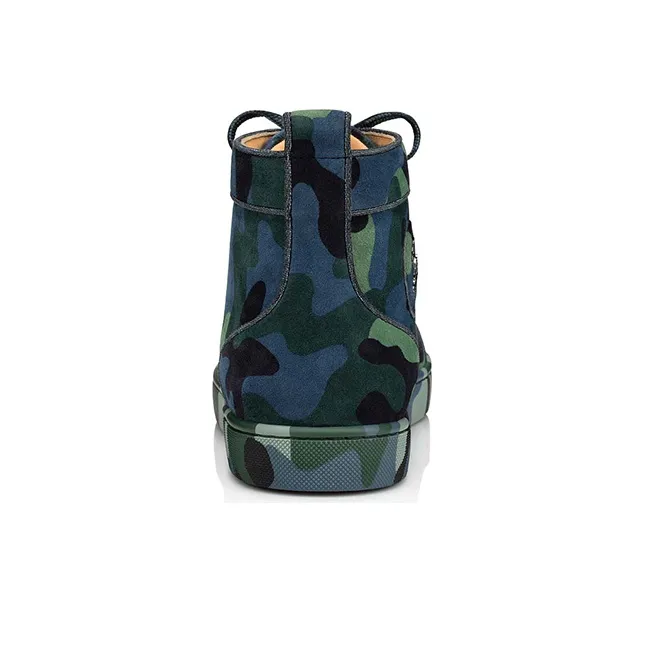 CL LUBOTING Louboutin Louis Orlato Stylish Skateboarding Shoes Men's Green Camouflage-3