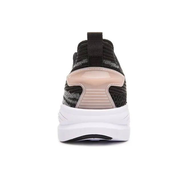 Erke Cushioning Breathable Abrasion Resistant Slip Resistant Low Top Casual Running Shoes Women's Black Pink-3