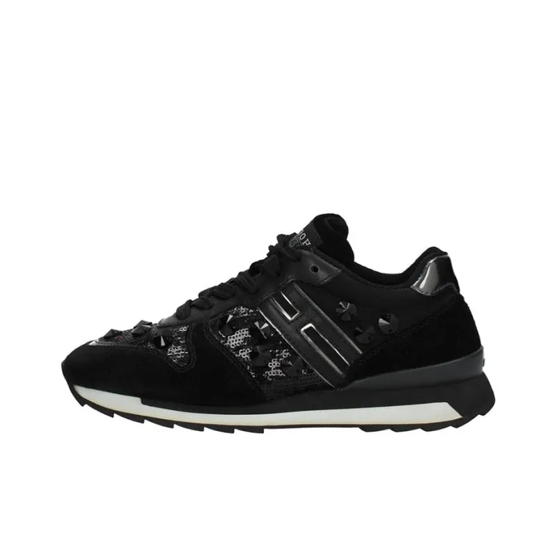 HOGAN Rebel Cushioned Wear-Resistant Lightweight Warm Low-Top Casual Shoes Women's Black-0