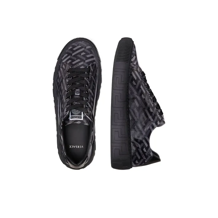 VERSACE Greca La Greca Low Top Stylish Skateboarding Shoes Men's Black-2
