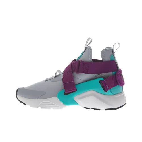 Nike Air Huarache Running Shoes Women's Mid-Top Gray/Purple/Blue/White