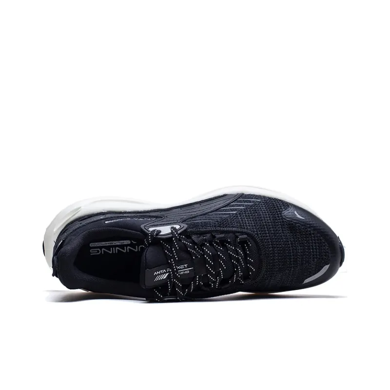 Anta Running Collection A-Flashfoam Lightweight And Breathable Low-Top Running Shoes Men's Black White-2