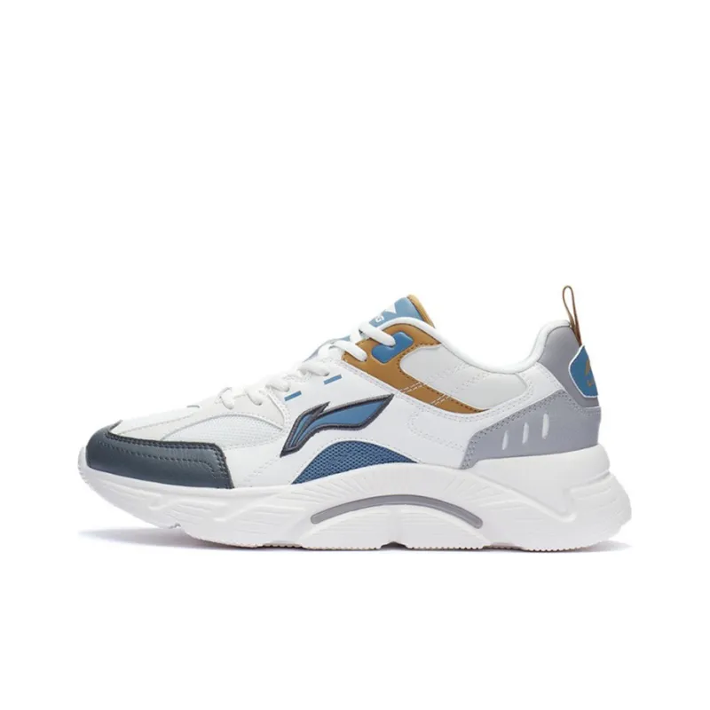 LiNing Cushioning Anti-Slip And Wear-Resistant Low-Top Running Shoes Men's White Gray-0
