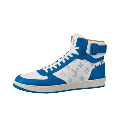 LOUIS VUITTON Rivoli Skateboard Shoes Men High-Top White/Blue