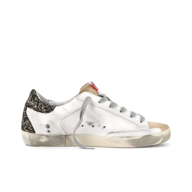 Golden Goose Super Star Low Top Stylish Skateboarding Shoes Women's Light Umber Distressed Style-1