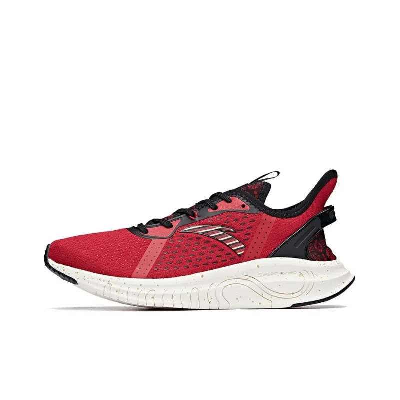 Anta Running Collection Abrasion Resistant Breathable Low Top Running Shoes Men's Black Red-0