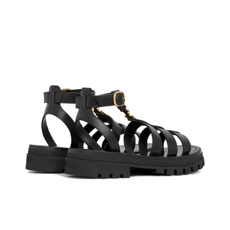 CELINE Triomphe Strap Sandals Women's Black-3