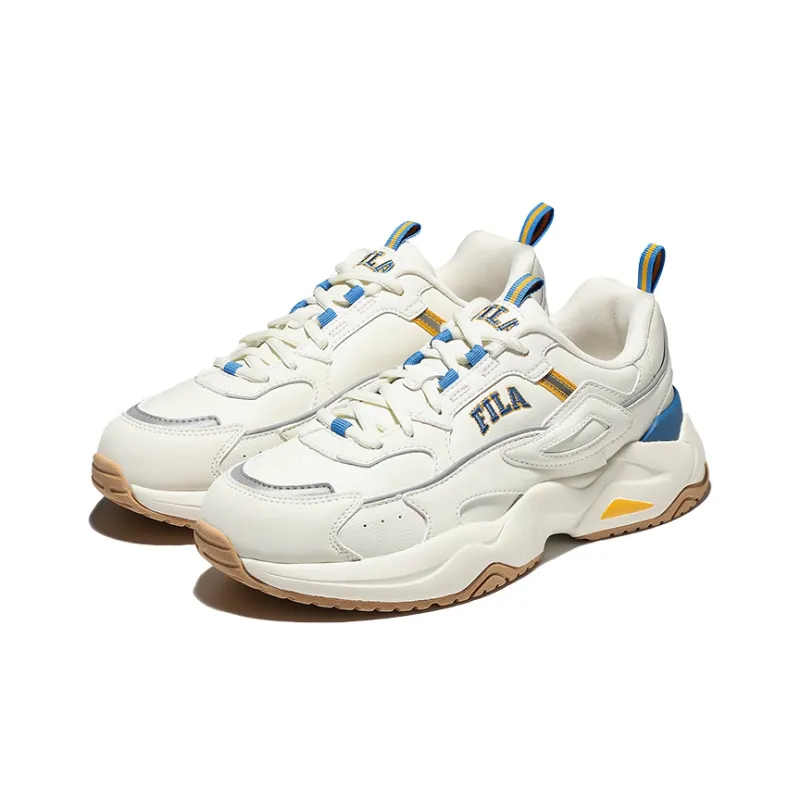 FILA Rayflide Cushioning Anti Slip And Wear Resistant Low Top Casual Shoes Unisex White Blue Yellow Korean Style-2