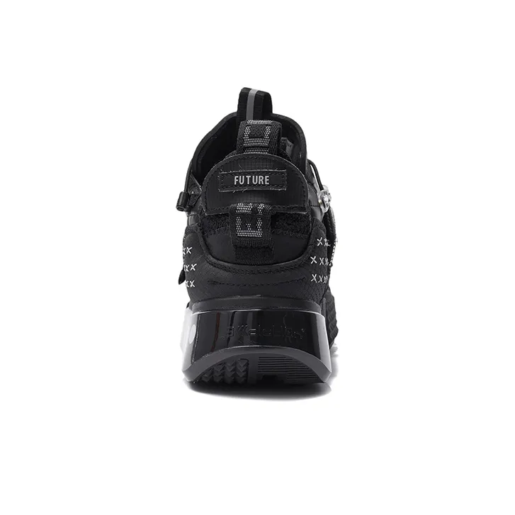 LiNing Futuristic Cushioned Anti Slip Wear Resistant Breathable Lightweight Low Top Sports Casual Shoes Women's Black-3