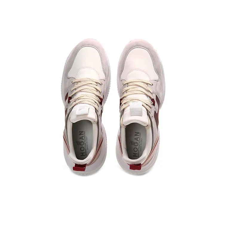 HOGAN H525 Casual Shoes Women's Gray White Red-4