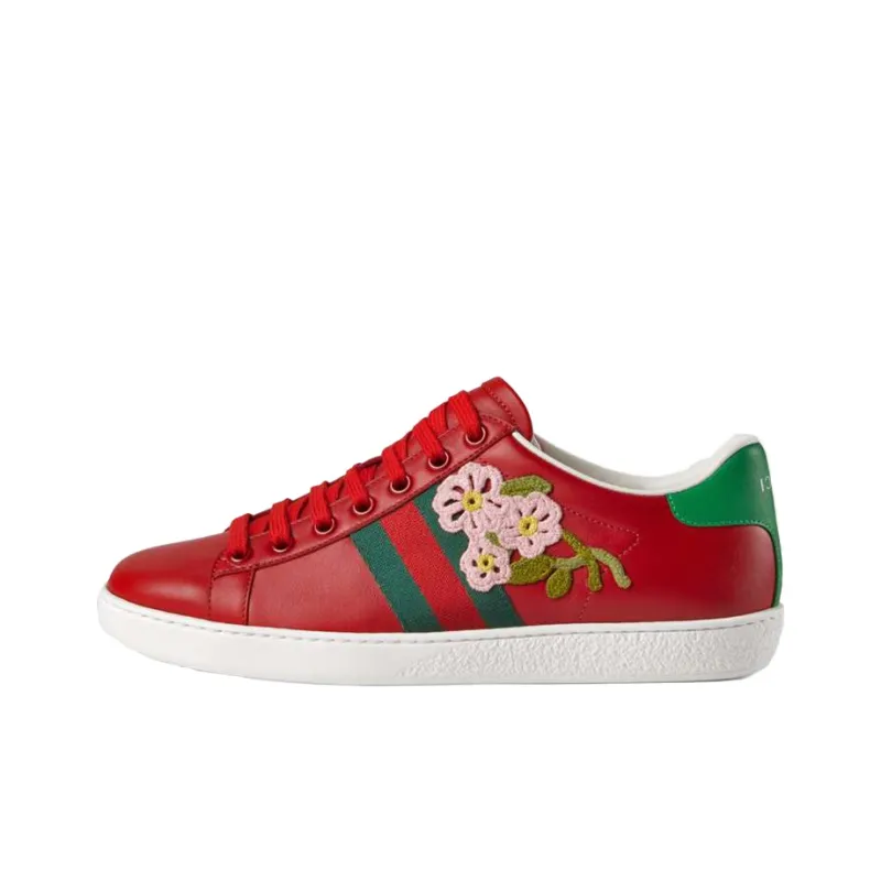 GUCCI ACE Low Top Stylish Skateboarding Shoes Women's Furong Red-0