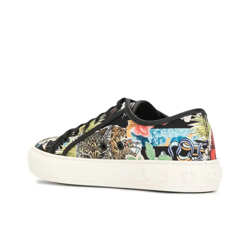 Ferragamo Skateboard Shoes Women's Low Top Black/White-3