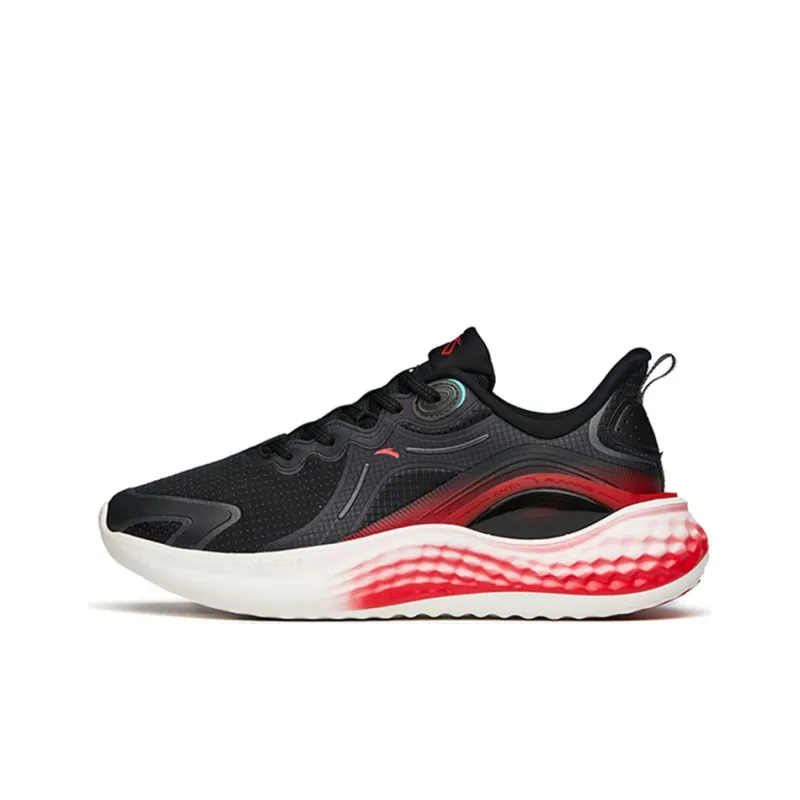 Anta Running Collection Cushioned Anti Slip Wear Resistant Breathable Lightweight Low Top Running Shoes Men's Black Red-0