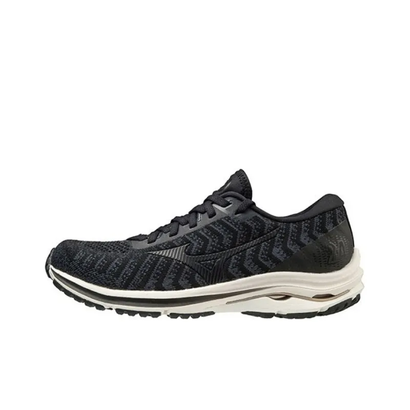 Mizuno Women's Wave Rider 24 Waveknit 'Black Ivory' Women's-0