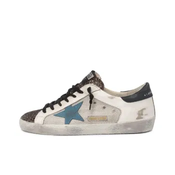 Golden Goose Super Star Stylish Skateboarding Shoes Men's White Blue Distressed Style