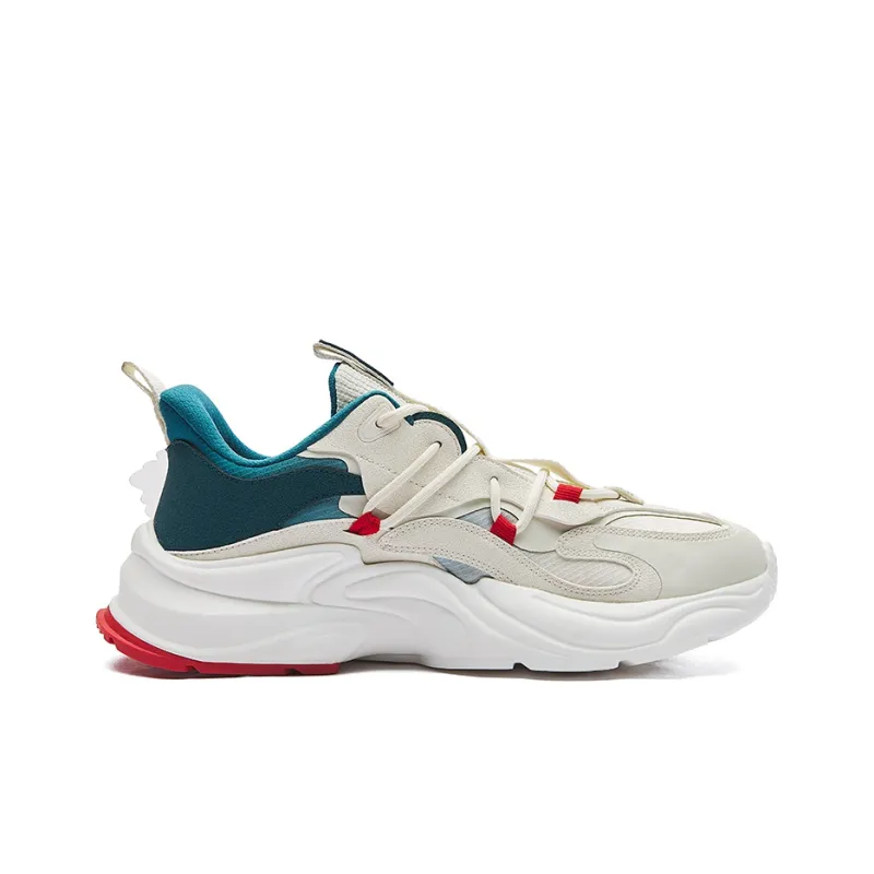 Erke Casual Shoes Men Low Top Ivory White/Numbers Blue/University Red-1
