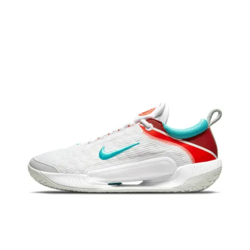 Nike Court Zoom NXT Tennis Shoes Men Low-Top White/Light Silver/Havana Red/Washed Duck Green