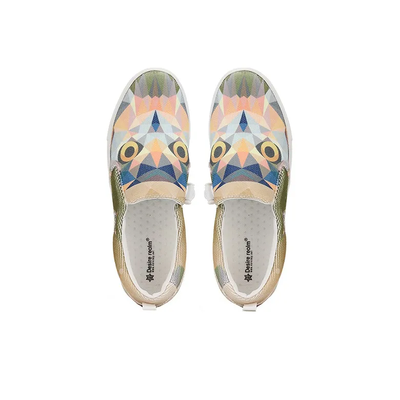 NORVINCY Owl Stylish Skateboarding Shoes Unisex Green Umber-2