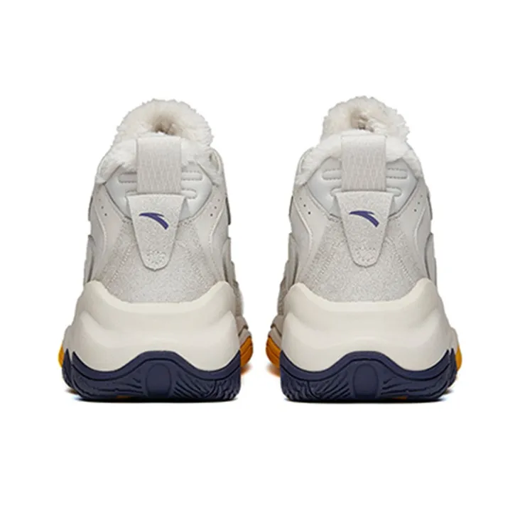 Anta Life Collection Anti-Slip Wear-Resistant Lightweight Warm High-Top Casual Shoes Men's Gray Yellow Purple-4