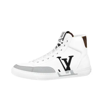 LOUIS VUITTON Lv Charlie Ankle Sneakers 'White With Black Grey Side Logo And Back Monogram'