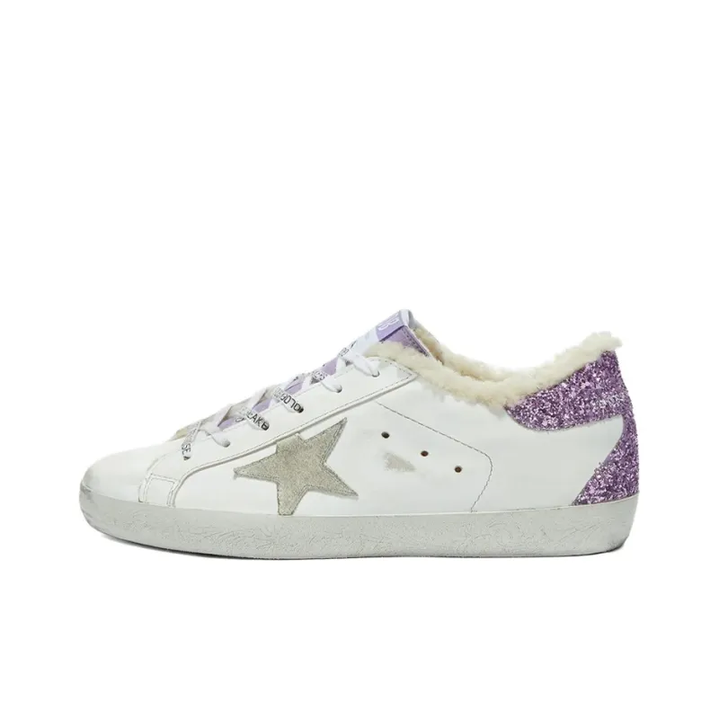 Golden Goose Super Star Brand Low Top Skateboard Shoes Women's Purple Sequins Tail-0