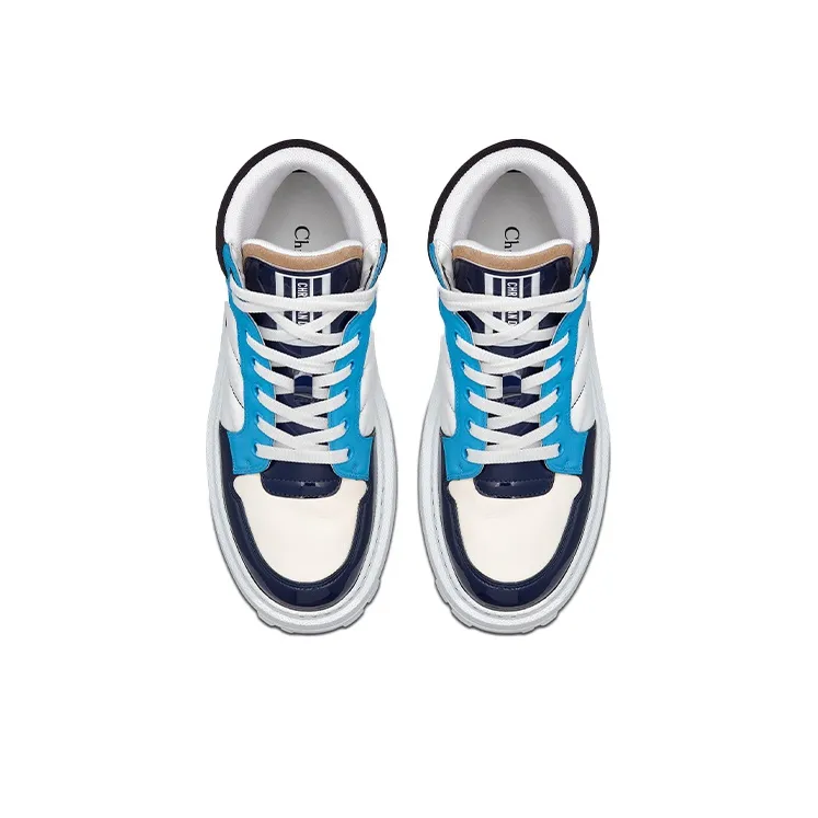 DIOR D Player Skateboard Shoes Women's High Top Blue/White-4