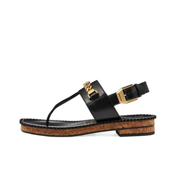 GUCCI Sylvie Chain Strap Sandals Women's Black