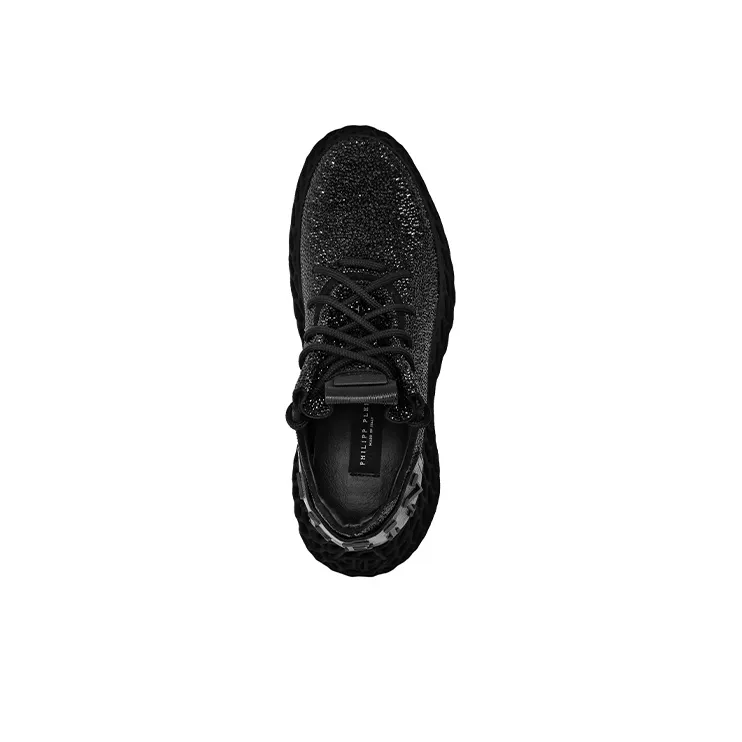 PHILIPP PLEIN Crystal-embellished Leather Sneakers-2