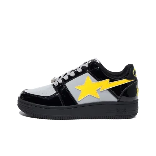 A BATHING APE Bape Skateboard Shoes Women's Low-Top Black/Gray/Yellow