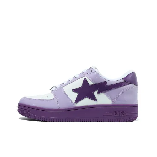 A BATHING APE STA Skateboard Shoes Men Low-Top White/Purple